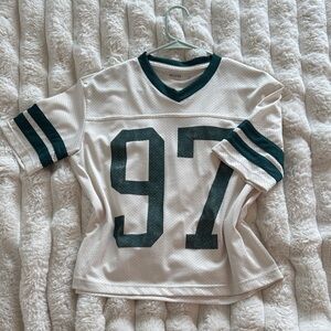 Hollister White and Green Jersey Top